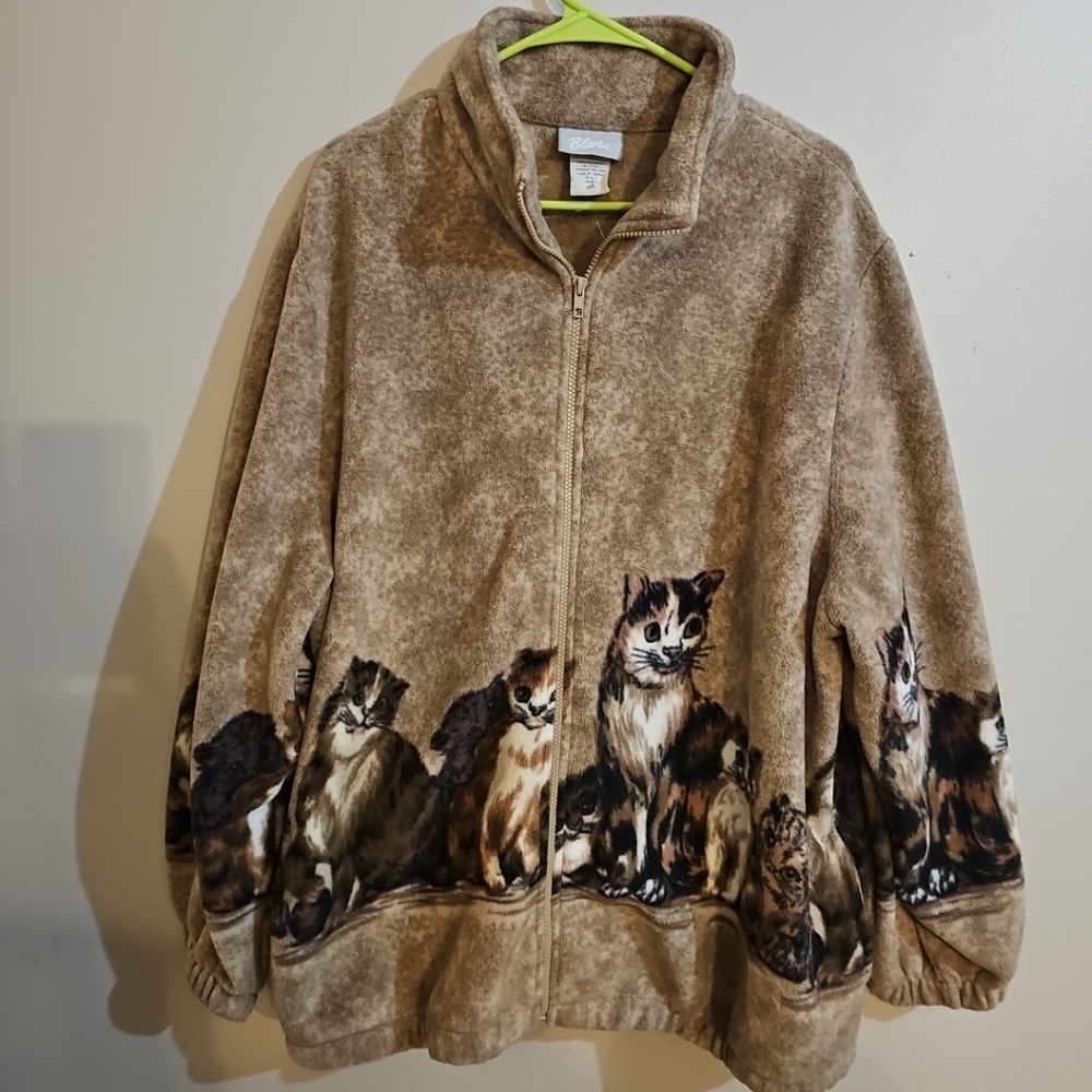 Vintage Blair Fleece calico cat  jacket. Women's size 2xl